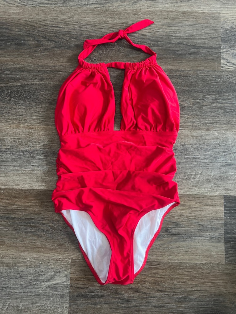 (12) New Red Halter One-Piece Swimsuit